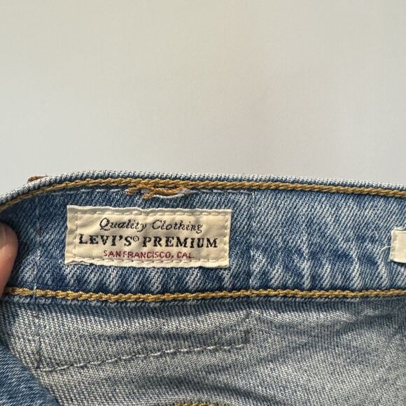Levi's Jeans Wedgie Straight Button Fly Distressed Medium Wash Denim Women sz 25 - Picture 7 of 13
